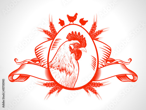 Farm fresh market symbol with hen. photo