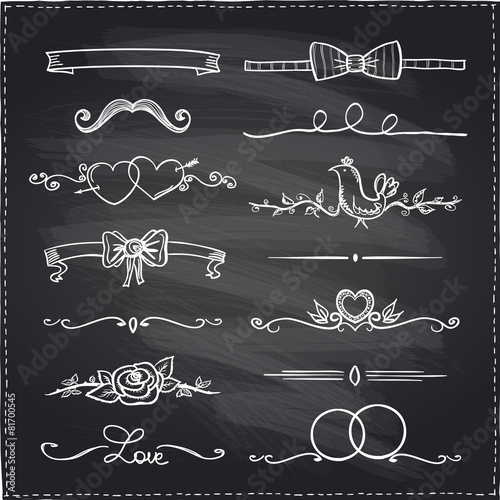 Chalkboard hand drawn graphic elements.