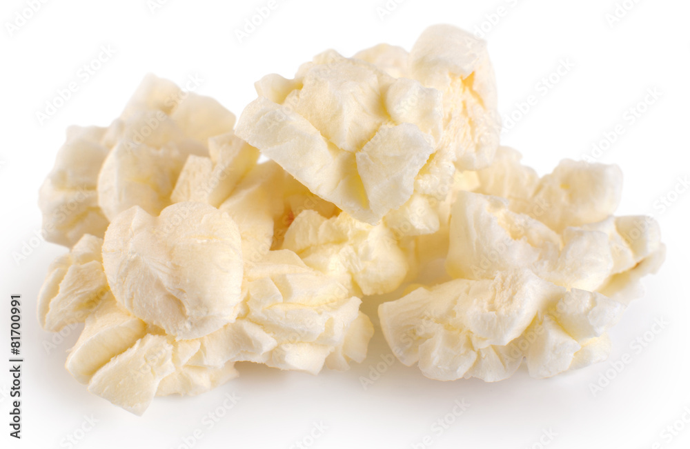 Popcorn isolated on white background.
