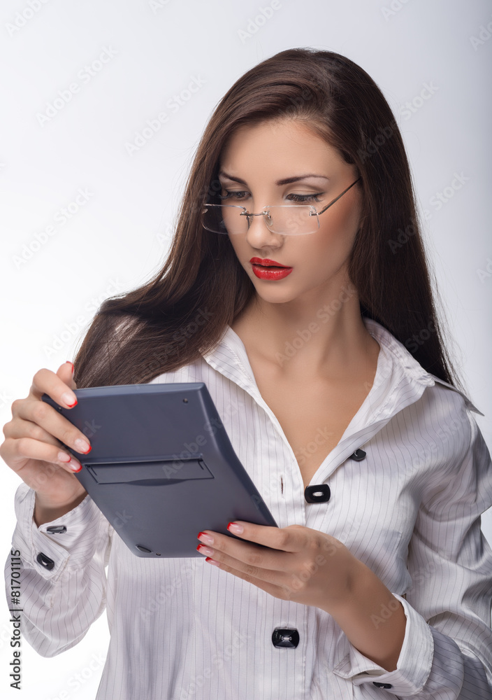 Businesswoman working with laptop at the office Businesswoman working with laptop at the office