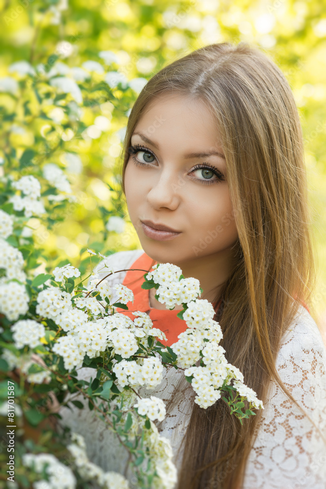 Portrait of a young girl on the nature Portrait of a young girl on the nature