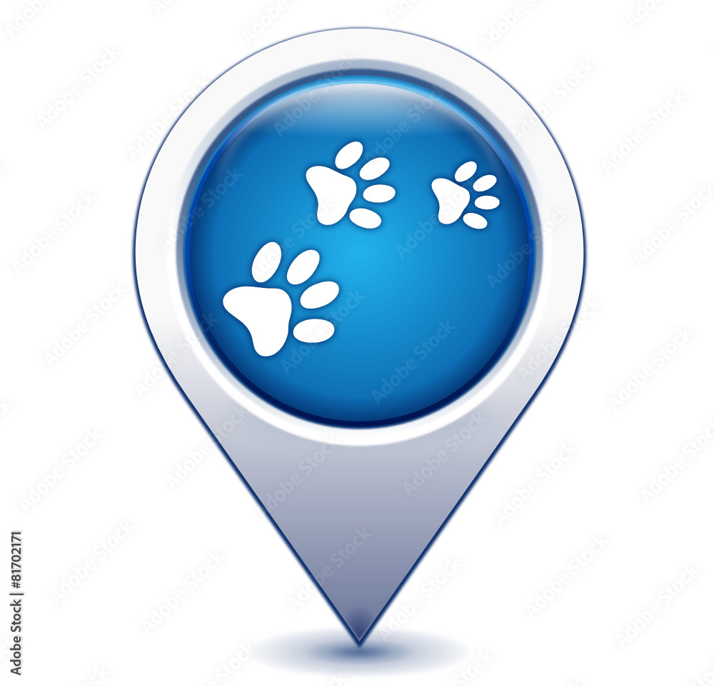 empreintes de chien sur marqueur géolocalisation bleu empreintes de chien sur marqueur géolocalisation bleu