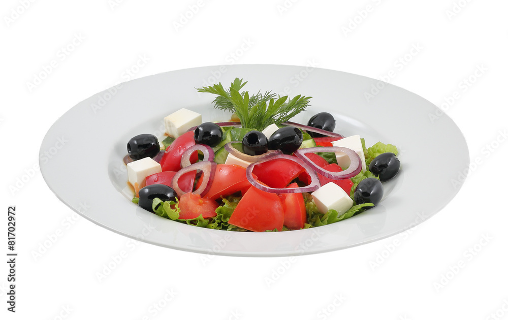 Salad with olives, sweet peppers and feta cheese