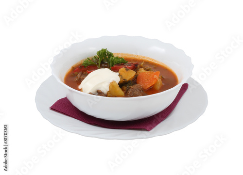 Hungarian soup with vegetables and meat