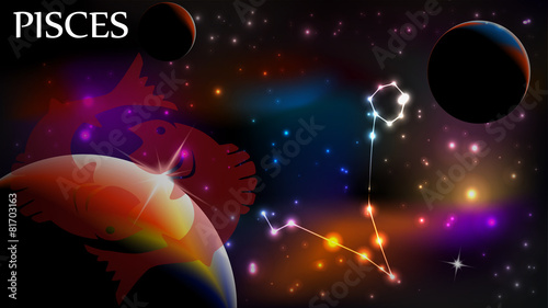 Pisces - Astrological Sign and copy space