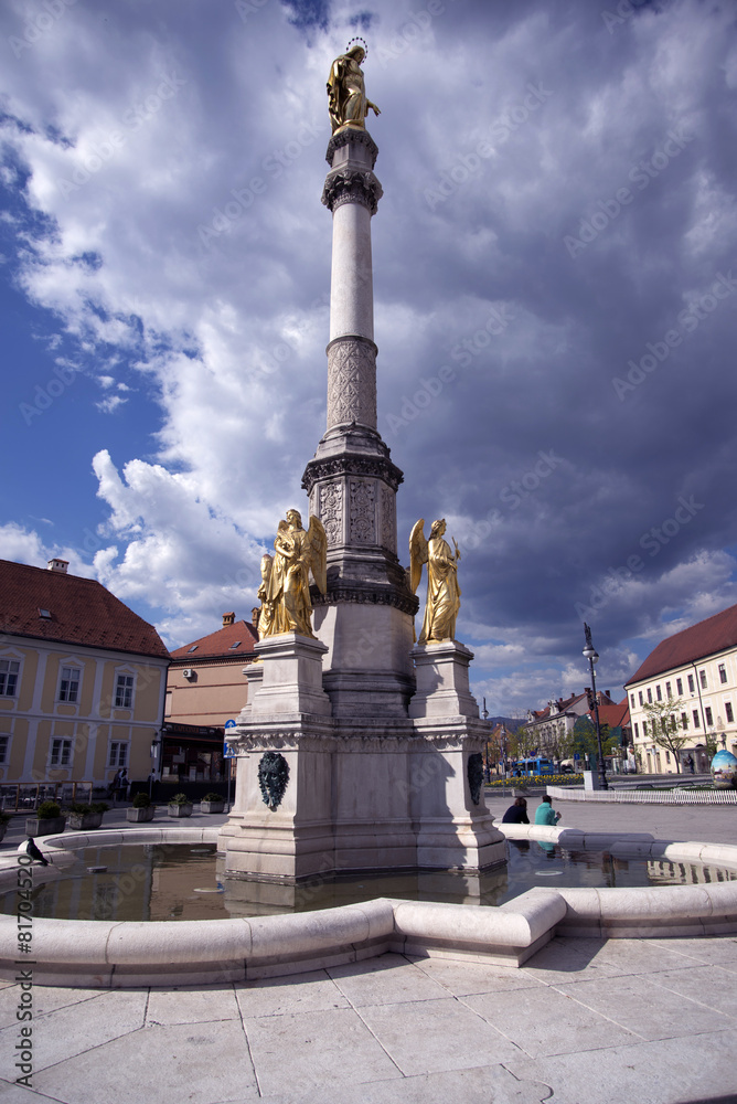 statue in front of zagreb cathedral