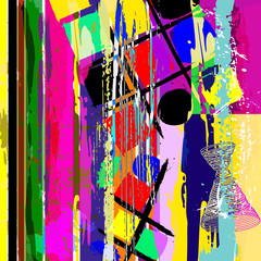 Wandcirkels Kantoor Abstracte kunst met strepen en spatten  © Kirsten Hinte