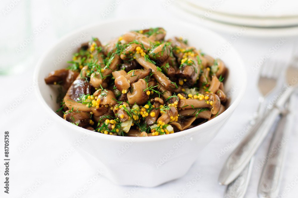 Marinated Wild Mushroom (Honey Fungus) Salad with Dill Marinated Wild Mushroom (Honey Fungus) Salad with Dill