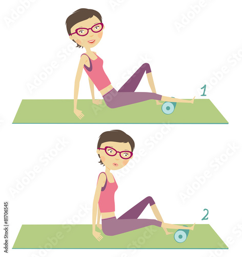Frau Pilates Rolle Faszien-Massage