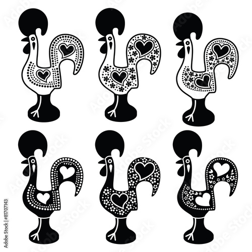 Portuguese Rooster of Barcelos - Galo de Barcelos black icons