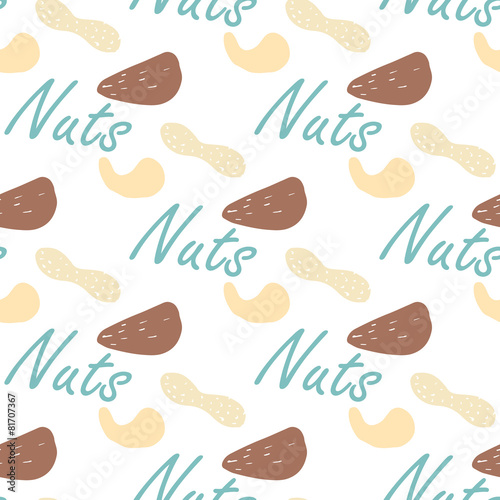 Nuts collection tileable texture vector. Suits for package print