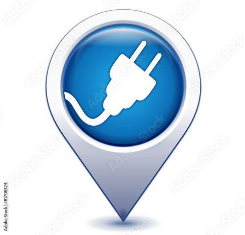 prise électrique sur marqueur géolocalisation bleu