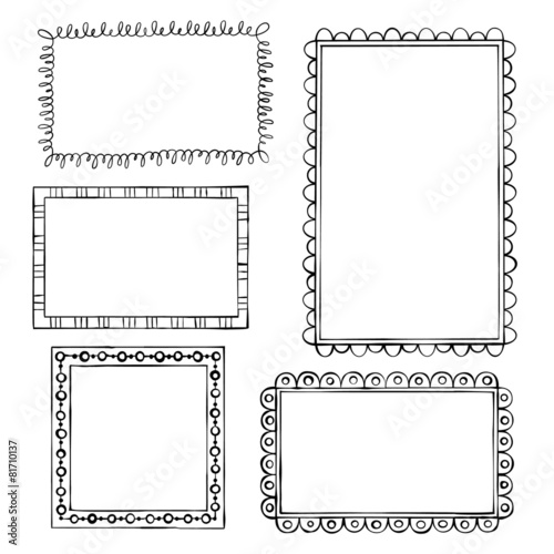 Set of doodle frames on white background