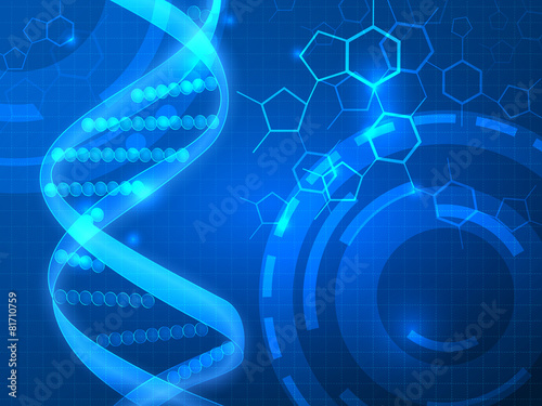 DNA vector medical background. Futuristic DNA Illustration with Medical and Technological Motifs