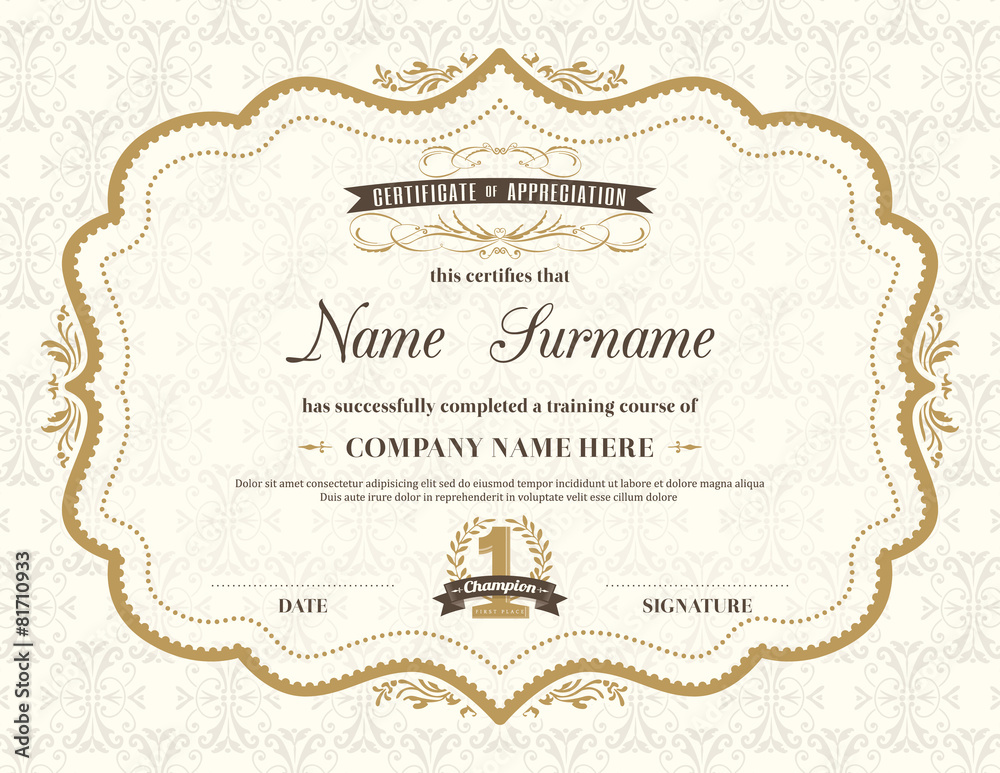 Vintage retro frame certificate background template Stock Vector | Adobe  Stock