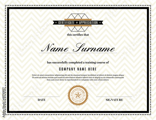 Retro frame certificate of appreciation template