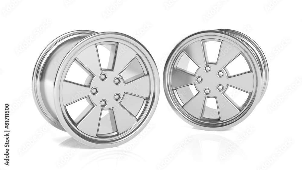 Fototapeta premium Car aluminum alloy rims, isolated on white background