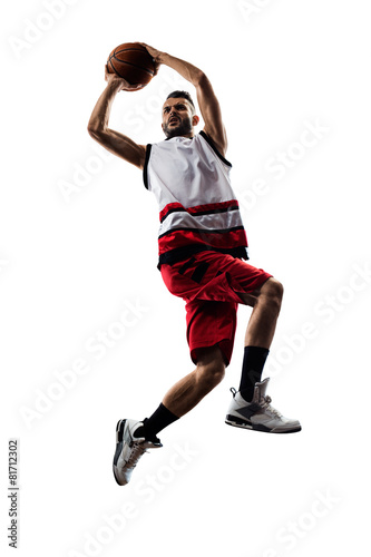 Isolated basketball player in action is flying high © 103tnn