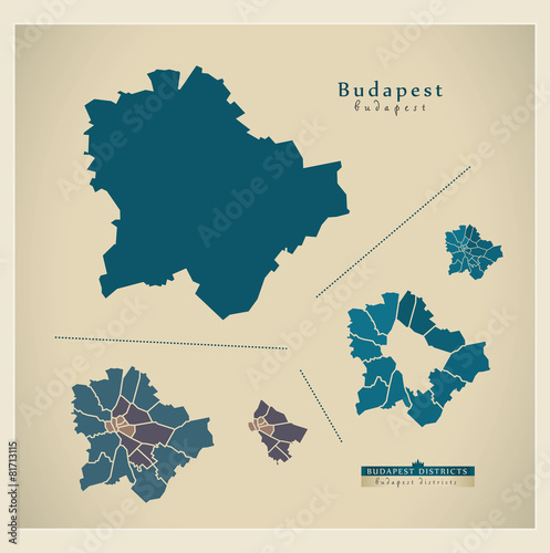 Obraz na plátně Modern Map - Budapest HU