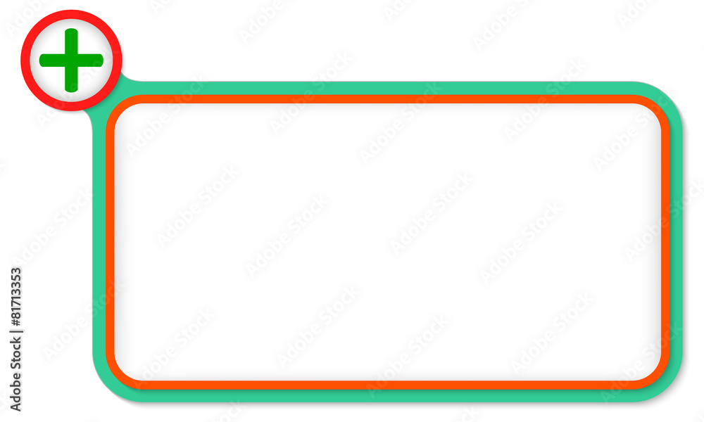 Green frame for your text and plus symbol Green frame for your text and plus symbol
