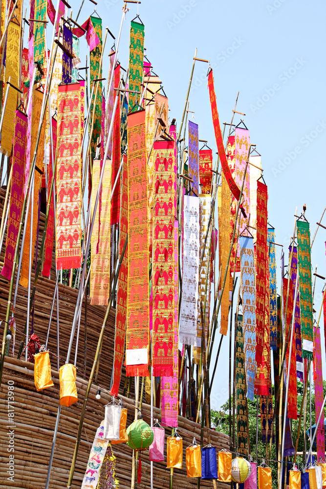 colorful flag call tung hang on sand pagoda