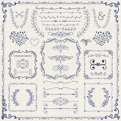 Vector Colorful Pen Drawing Doodle Design Elements