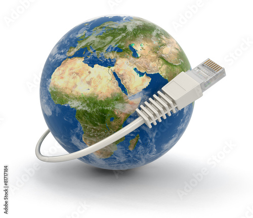 Globe and Computer Cable (clipping path included)