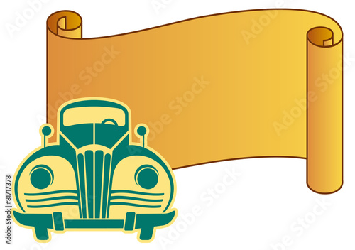 Vintage car with paper scroll