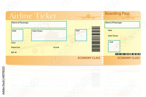 airline ticket economy class vector illustration