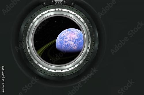 Fototapeta Naklejka Na Ścianę i Meble -  Saturn or alien planet view from spaceship
