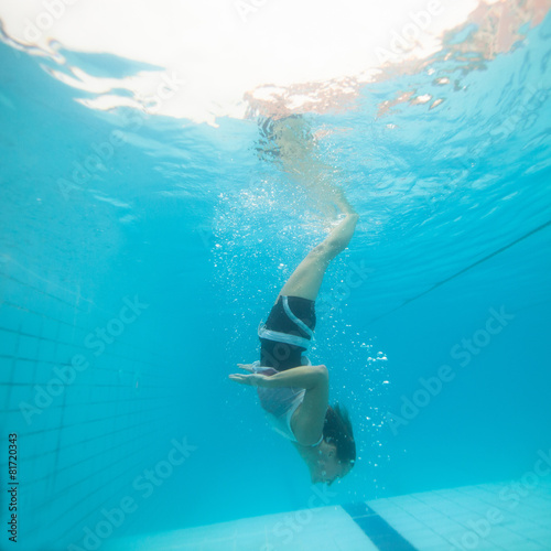 Underwater in a pool