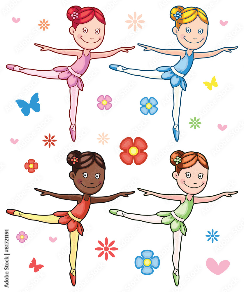 Cartoon Little Girl Ballerina Set Stock Vector Adobe Stock