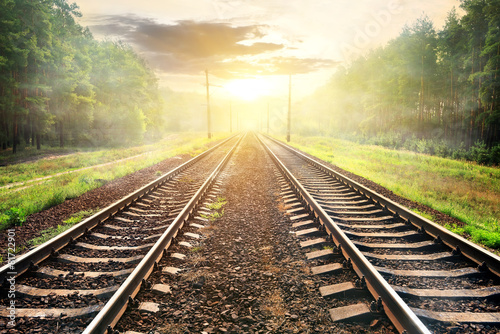 Fog over railroad photo