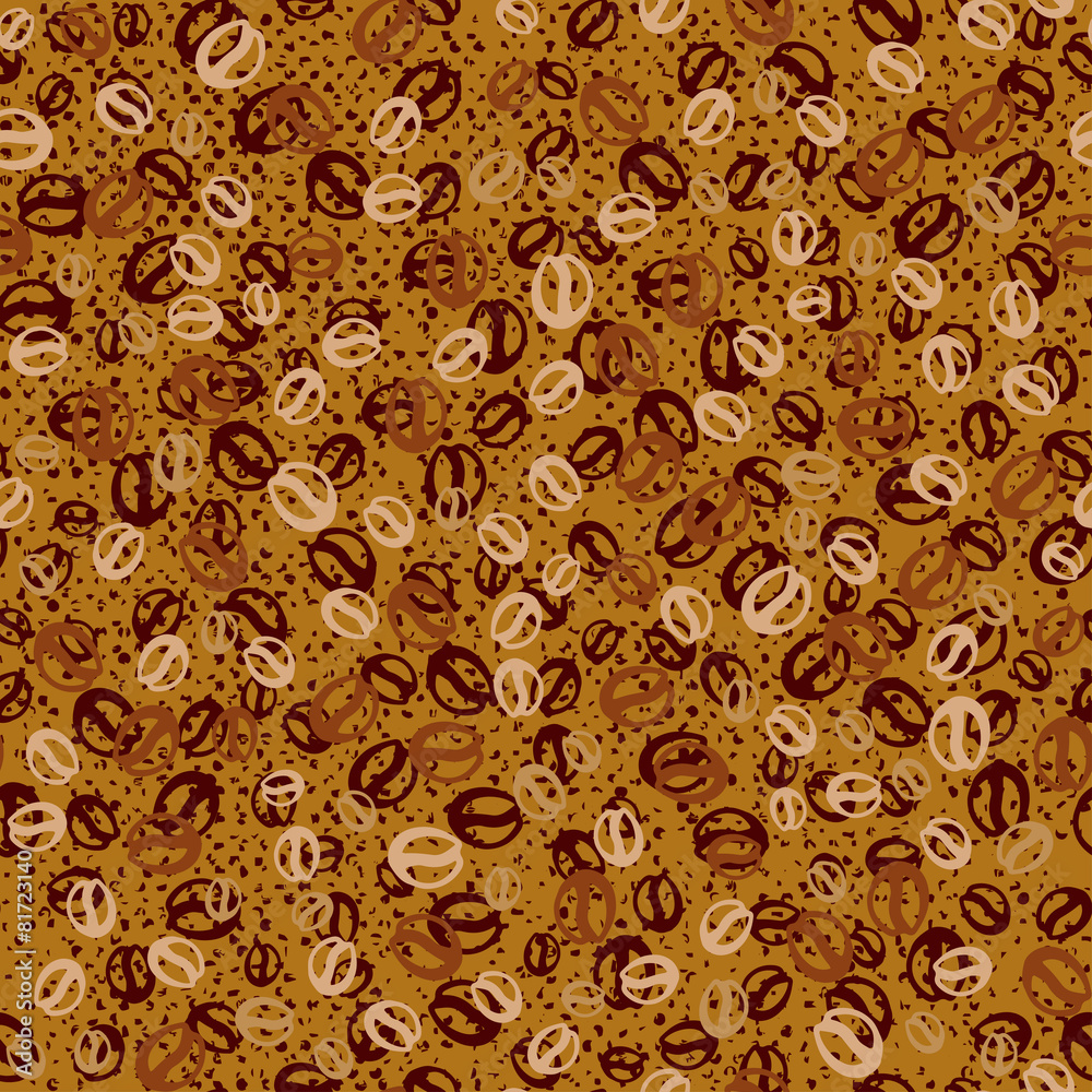 Vector background with coffee beans. Coffee seamless pattern