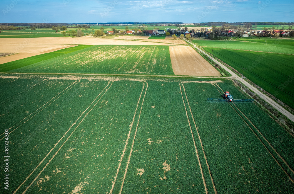 Aerial view of the tractor