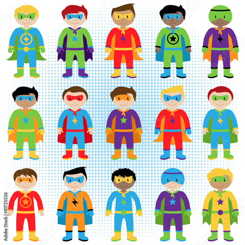 Set of Boy Superheroes in Vector Format