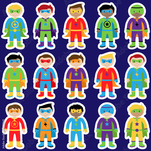 Set of Boy Superheroes in Vector Format