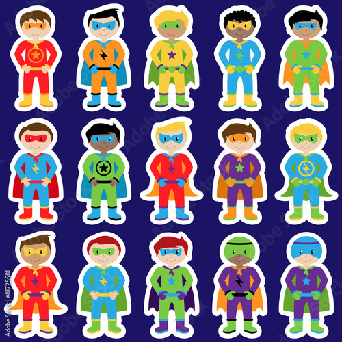 Set of Boy Superheroes in Vector Format