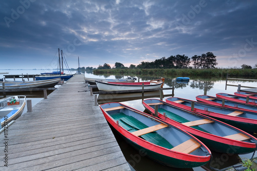 boats at harbor in morning