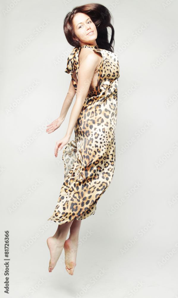 female in chiffon dress jumping female in chiffon dress jumping