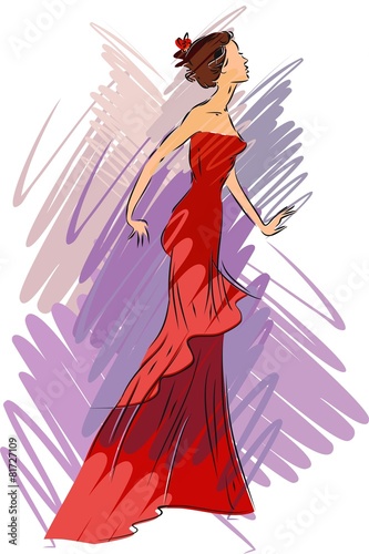 Sketch of woman in a evening dress