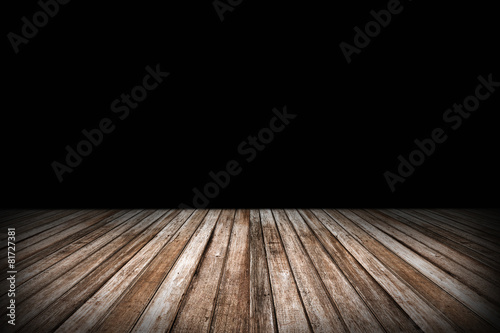 Image of grunge dark room interior with wood floor.