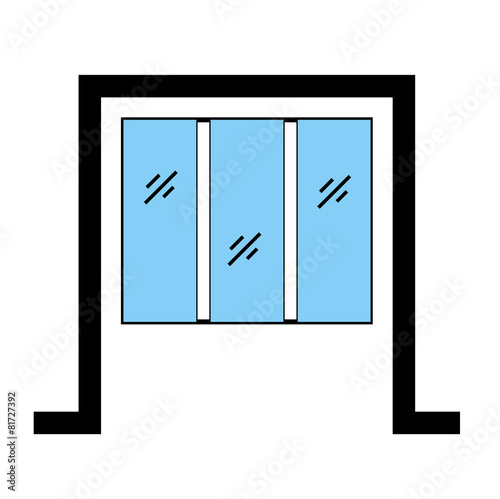 Glazed window with frame- 2d graphic