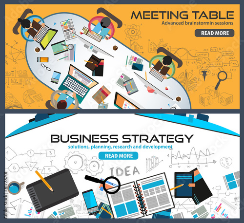 Flat Style Design Concepts for business strategy, finance