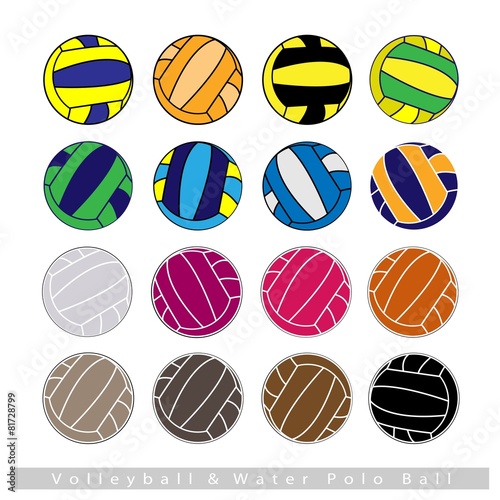 Collection of Volleyball Balls on White Background