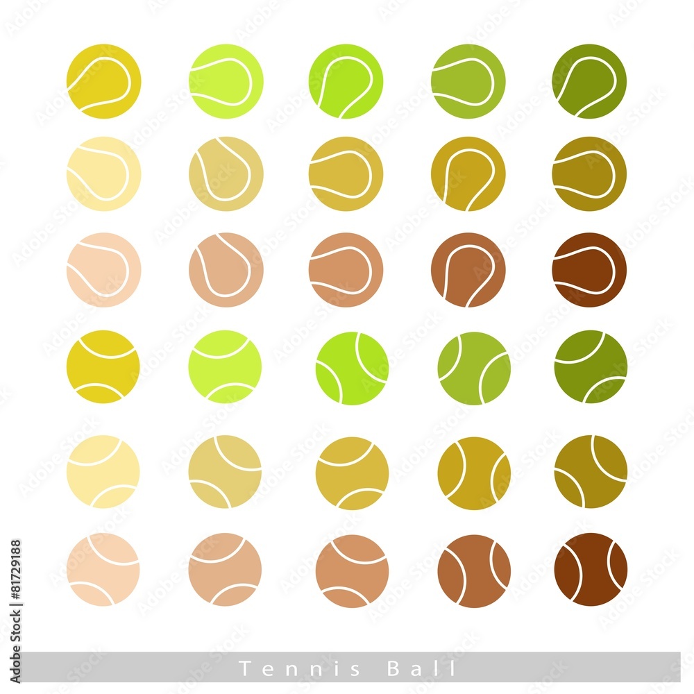 Set of Tennis Balls on White Background