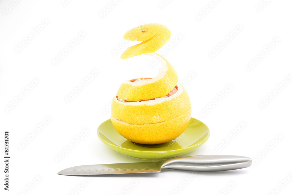Grapefruit peel on a white background Grapefruit peel on a white background