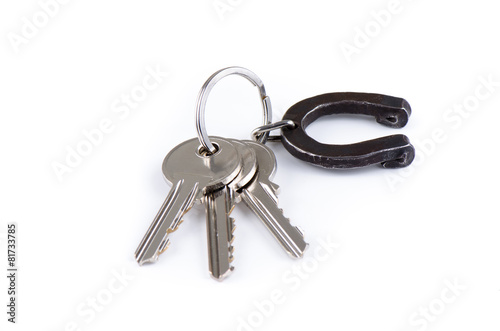 House keys with horseshoe on keyring