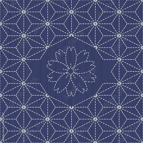 Traditional Japanese Embroidery Ornament with sakura flower.