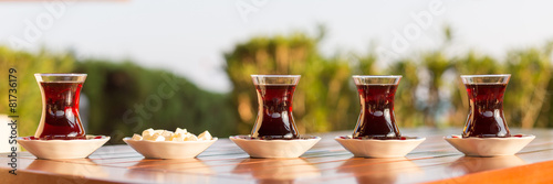 Concept of turkish tea accessories